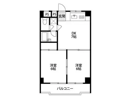アミニティ栄(2DK/1階)の間取り写真