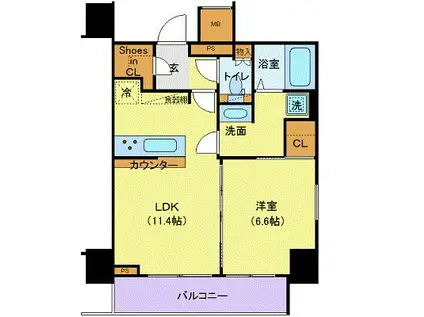 ジェノヴィア目黒南グリーンヴェール(1LDK/9階)の間取り写真