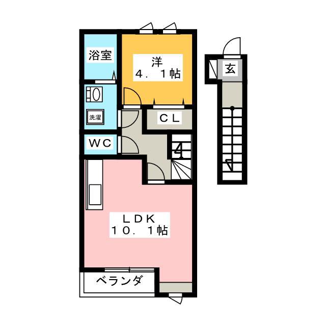 ラ ルーチェM(1LDK/2階)の間取り写真
