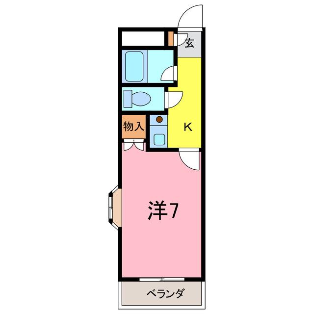 ドミネンス曲尺手(1K/2階)の間取り写真