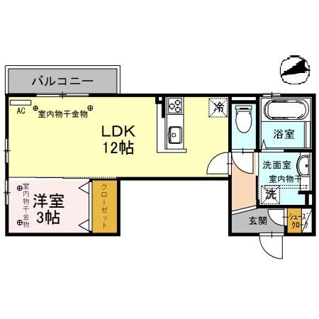 WIT NINE(1LDK/3階)の間取り写真