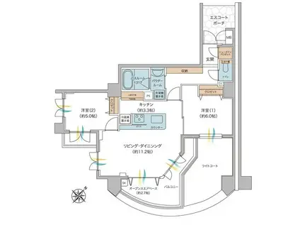 グランシティユーロコート成増(2LDK/7階)の間取り写真