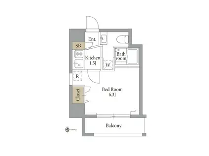 エスティメゾン南麻布(1K/5階)の間取り写真