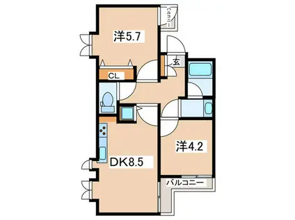 ステージ横浜(2DK/2階)の間取り写真