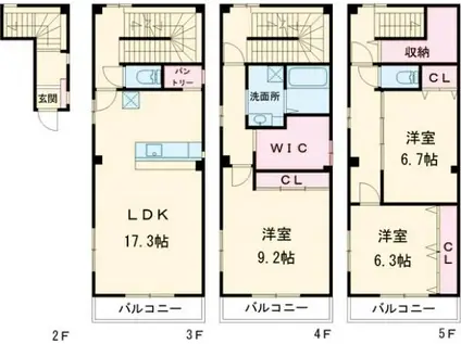 神ノ木通3丁目(3SLDK/3階)の間取り写真