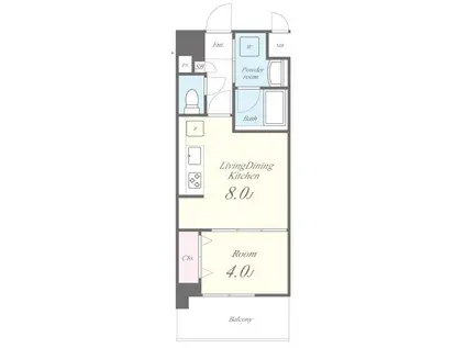 スタシオン河内山本(1LDK/4階)の間取り写真