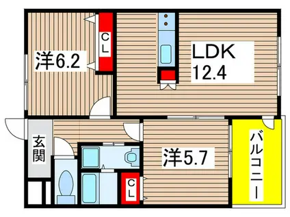 SERENOII(2LDK/1階)の間取り写真