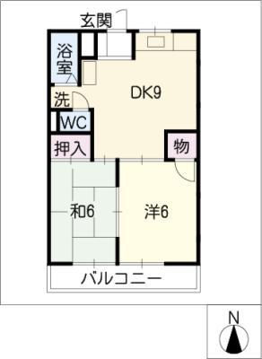 パインヒルズ瀬戸(2DK/2階)の間取り写真