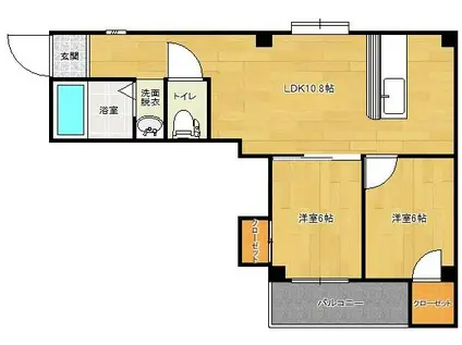 エリーナプラザ弥生(2LDK/3階)の間取り写真