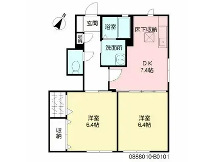 マーチンブランシェ B棟(2DK/1階)の間取り写真