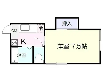 マイルーム夕顔瀬(1K/2階)の間取り写真