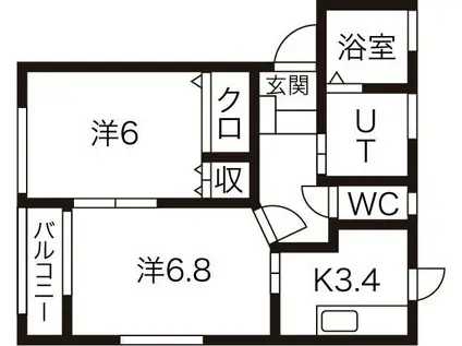 プロバンス堤ヶ丘(2K/2階)の間取り写真