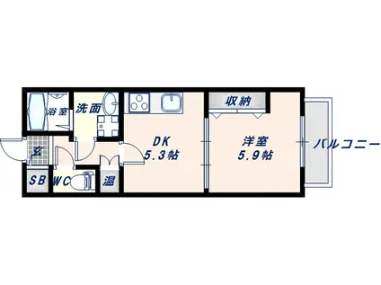 ラカーサフェリス(1DK/1階)の間取り写真