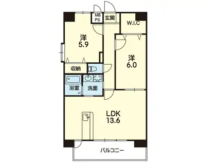 AMULET健軍本町(2LDK/10階)の間取り写真