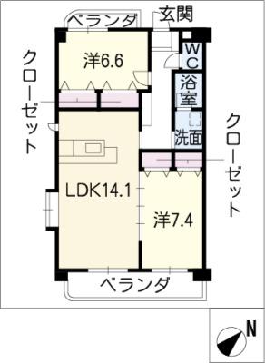 セラヴィー小池(2LDK/3階)の間取り写真