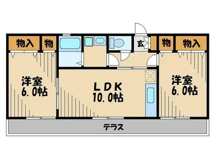 グリーンハイムB館(2LDK/1階)の間取り写真