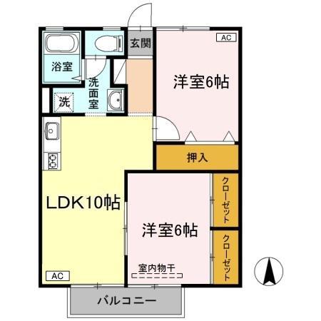 楠小路A(2LDK/2階)の間取り写真