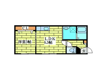 エスカイヤ南ヶ丘(1LDK/1階)の間取り写真