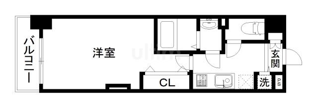 LUXE京都西大路(1K/4階)の間取り写真
