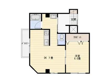 リ・ポーズ21(1DK/4階)の間取り写真