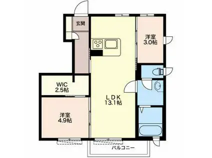 サンルシックI(2LDK/1階)の間取り写真