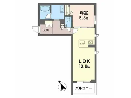 シャーメゾン下荒田(1LDK/2階)の間取り写真