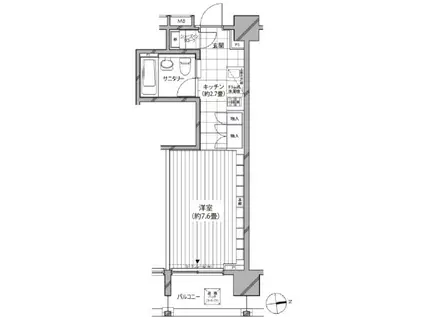 カスタリア麻布十番七面坂(ワンルーム/7階)の間取り写真