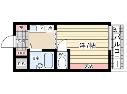 サンハイツ白鳩P.3(ワンルーム/2階)の間取り写真