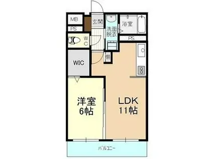 ムゲンハイツ下戸祭(1LDK/4階)の間取り写真