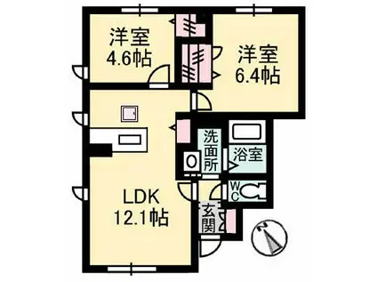 RAFFINE MAISON 壬生 B棟(2LDK/1階)の間取り写真