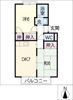プレジール東新(2DK/2階)の間取り写真