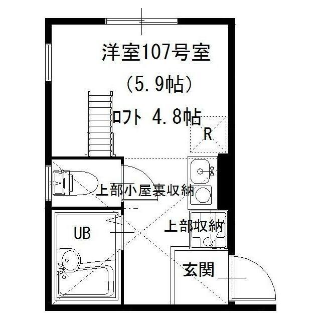 プライムテラス東海大学前II(ワンルーム/1階)の間取り写真