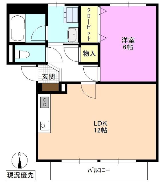 SURPLUS KITAHARA B(1LDK/1階)の間取り写真