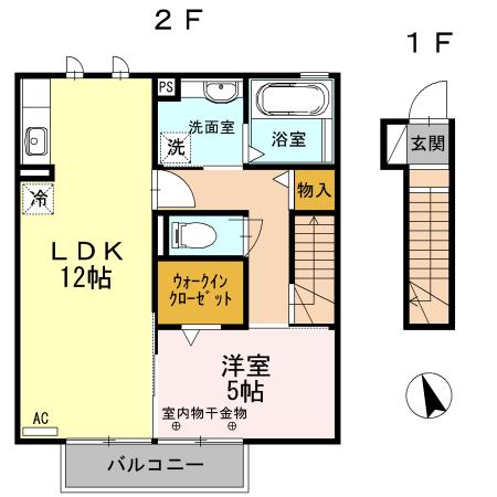 クロスFK(1LDK/2階)の間取り写真