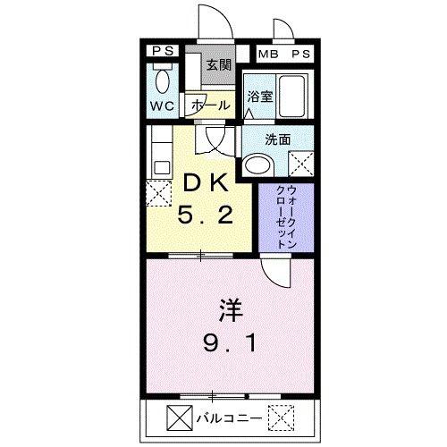 メラニー本庄(1DK/1階)の間取り写真