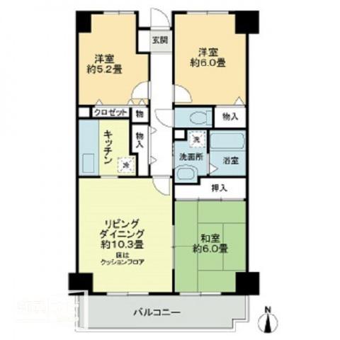 カランドリエ大篠(3LDK/2階)の間取り写真
