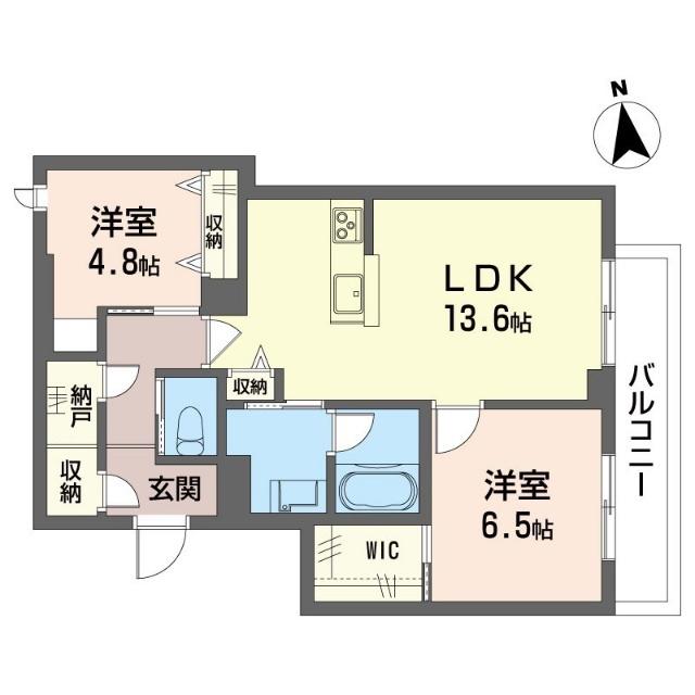 コンフォート ミヤビ(2LDK/3階)の間取り写真