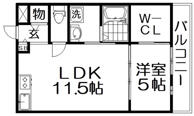 アークビルドI(1LDK/1階)の間取り写真