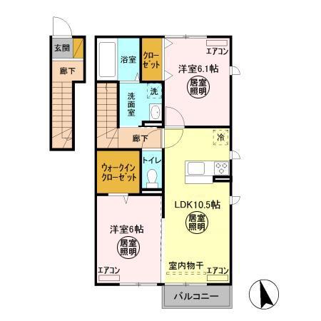 パストラルコート(2LDK/2階)の間取り写真
