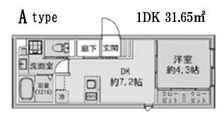 FABRIC蒲田ウエスト RESIDENCE(1DK/3階)の間取り写真