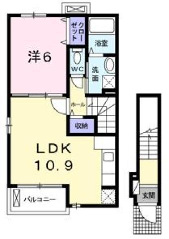 カーサ・フォレスタ(1LDK/2階)の間取り写真