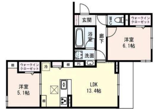 クラシスト深江北(2LDK/2階)の間取り写真