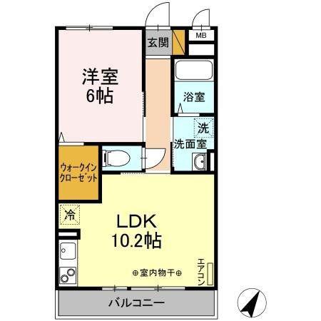 レジデンスデュオ(1LDK/3階)の間取り写真