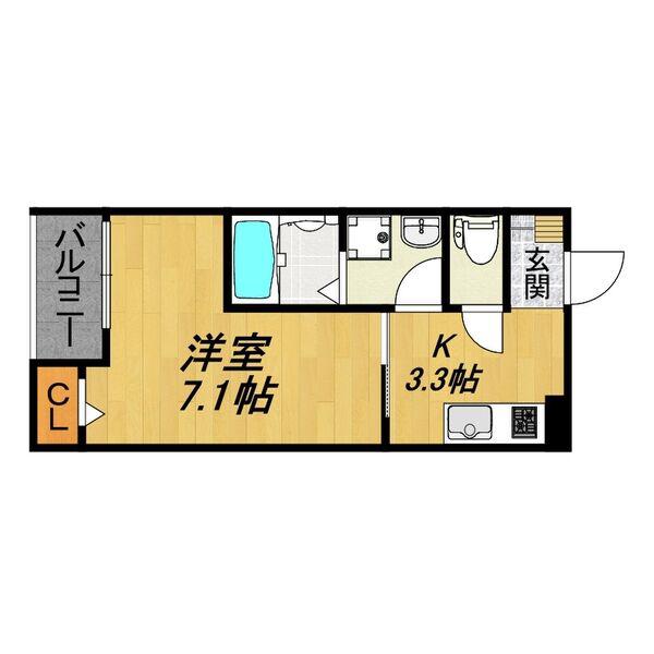 LE COCON 北名古屋II(1K/2階)の間取り写真