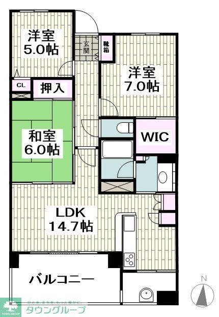 サンアリーナ相模大野(3LDK/3階)の間取り写真