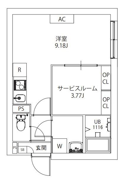 AXIA M-CITY武蔵小山(1SK/1階)の間取り写真