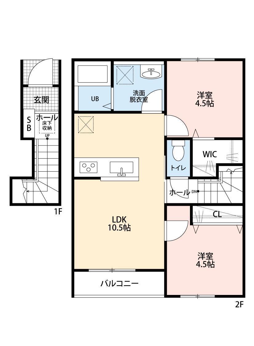 リーブルファイン川口榛松(2LDK/2階)の間取り写真