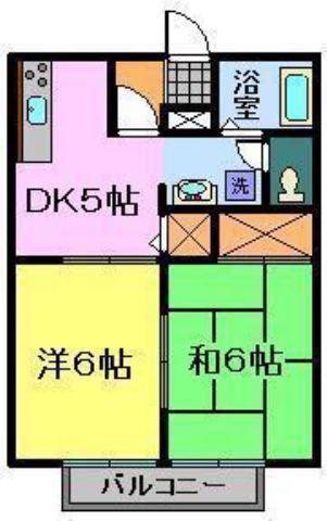 リズパークサイド(2DK/2階)の間取り写真