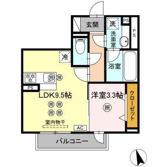 ニューライフテラス(1LDK/1階)の間取り写真