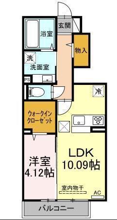 ガーデンリーフ平和台 B棟(1LDK/1階)の間取り写真
